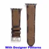 Fashion L Designer Läderrem för Apple Watch Band Serie 6 5 4 3 2 40mm 44mm 38mm 42mm Armband Iwatch Belt Stripes Hög kvalitet