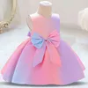 2021 verano bautismo recién nacido 1 año vestido de cumpleaños para niña vestidos de fiesta de princesa coloridos disfraces de niño 3 6 8 meses G1129