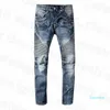 20SS 2021 Mens Designer Jeans Distressed RIPPED Biker Slim Fit Moto Moto Biker Denim per gli uomini Fashion Mans Black Pants