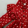 Blotona Natale Bambino Bambino Bambina Vestiti Ruffle Swing Dress Polka Dots Abiti da festa 1-7Y 1844 Y2