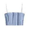 Vintage doppio strato elastico sottile Sling collare femminile corto Halter Tube Top Vest Chic Top femminile 210507