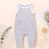 Bebê recém-nascido macacão doce cor mangas bolso com nervuras algodão jumpsuits meninas bebês bodysuits roupas m3506