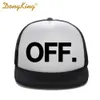 DongKing nouvelle mode camionneur chapeau OFF lettre imprimé Cool Baseball drôle Snapback maille casquette cadeau de noël 10 couleurs Q0911