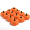 12 Uds. Velas de té de calabaza que funcionan con pilas, velas de Acción de Gracias LED parpadeantes, luz de vela naranja para decoración navideña de Halloween Xms