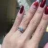 anello Fede nuziale classica a sei artigli Anello di gioielli di lusso Vero argento sterling 925 taglio rotondo Topazio bianco Diamante CZ Festa