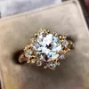 Gu Li Golden Lace Victorian White Zircon Fashion Wedding Engagement Ring For Women Jewelry Hand Accessories G1125