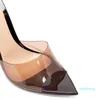 2021 Men Women Sexy Sandals Clear High Heels Transparent Pointed Toe Stiletto Heel Mules Shoes Sandals Big Size 42 43 44 45