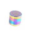 2021 Custom Rainbow Herb Grinder 4 strati 40mm Dia Iceblue in lega di zinco frantoio per tabacco strumento per smerigliatrici metalliche