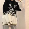 H.SA Kvinnor Vintertröjor Svart Röd Mjuk Varm Broderi Dra Jumpers Snowflake Jul Pullover Sweater Knitwear Toppar 210417