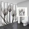 Tulip Flower Padrão de chuveiro Cortina de chuveiro Cortina de pano de poliéster Cortina de banheira de impressão 3D com decoração de banheira em casa 210402