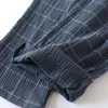 Vêtements de nuit pour hommes 2022 printemps et été pyjamas en coton deux pièces pantalons à manches courtes simple plaid service à domicile couverture mince