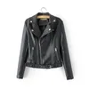 moto style ladies PU leather coats spring fashion casual jacket black cool female coat pocket girls faux jackets 210427