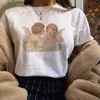 T-shirt d'été Nouveau mignon ange imprimé dessin animé pour femmes col rond manches courtes décontracté élégant grande taille filles écrire haut 210422