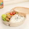 밀 짚 점심 상자 에코 - 친화적 인 라운드 벤토 BPA 무료 휴대용 부엌 보관 용 숟가락 식품 컨테이너 210423