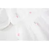 Biała haftowana sukienka lato koreańska wersja Sweet Sen Department Puff Fairy Girls Ubrania 210702