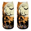 Korte sokken 3D Drie-dimensionale Halloween Kerstkat en Hond Print Sports Sokken Skelet Ghost Voeten Naked Sock