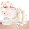 Loucaria de jantar descartável Rosa Gold Birthday Festa de papel Placas de papel conjunto Dots Copo guardana