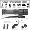 Rechargeable LED Torches 3000 Lumens 30W 5V Super Bright Tactical Flashlights with 26650 Batteries Zoomable, Waterproof Handheld Flashlight for Emergency Fishing