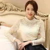 Mulheres Sexy Lace Blouse Novo Slim Plus Size 3XL Lace Tops Manga Longa Camisa Casual Frisado Openwork Feminino Hollow Out Tops H1230