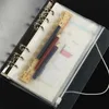 PVC Binder Cover Book Cover Clear Zipper Storage Bag 6 Hole Waterproof Stationery Office Portable Document A5A6A7