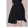 Women Sexy Slash neck Swing Skater Dress Black Robes Off Shoulder A-line Mini Ladies Club Night Party Vestidos Mujer 210603