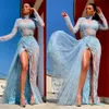 Sequined Long-Sleeve High-neck Mermaid Prom Dresses Race Girls Long Graduation Dress Formal Evening Gown