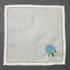 Set of 12 Handkerchiefs For Women White Pure Ramie Fabric Hankies Hemstitched Border Embroidered Floral Hanky 13"x13"