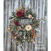 Dekorativa blommor kransar 40cm höst tema dörrkrans Konstgjord blomma Thanksgiving Garland Hem Fönster Restaurang Dekoration Fram