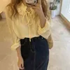 Chiffon Female Tops Solid Retro Chic Office Lady Vintage Loose Fashion All Match Streetwear Shirts Blouses 210525