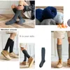 6PCS = 3Pairs Männer Winter Kompression Strümpfe Warme Kniehohe Lange Bein Terry Verdicken Abdeckung Kalb Socken größe 38-44