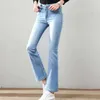 Jeans Damen Herbst Winter Stil Europa Amerika Damen Kleid Einfarbig Schlankheitshose Hohe Taille Bell-Bottom 210527