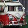 Home Decoration Classic Metal Bus Model Ornaments Antique Bus Figurines Metal Crafts Pography Props Kids Toys Birthday Gifts 210607