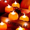 24 Stück kleine Kürbis-Teelichter, LED, batteriebetrieben, flammenloses Licht, warme bernsteinfarbene gelbe Lichter für Thanksgiving, Halloween, Feiertage H1222