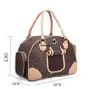 Maonv Luxury Fashion Dog Carrier Pu Leather Puppy Handbag Purse Cat Tote Bag Pet Valise Travel Hiking Shopping Brown Large262w
