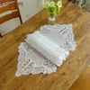 Vlinder tabel runner creatieve luxe wedding partij decoratieve geborduurde kant trim witte kleur mesh stof 210628