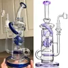 Big Glass Water Bongs Hookahs Freezable Spole Tjock Glass Beaker Base Rökningsglasrör Recycler Oil Rigs med 14 mm skål