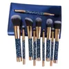 Diamant Makeup Brushes 10st / Set Kosmetikborste med väska Professionell Make up Powder Eye Brush Kit