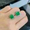 Retro Sterling Silver 925 Kamień naturalny Szmaragd Paraiba Tourmaline Turkusowe kolczyki dla kobiet Stud Ear Biżuteria Cała 215222320