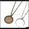 Pendants Drop Delivery 2021 Wholesale Bronze 55Cm5Cm Link Chain Necklace Alloy Base Tray Bezel Blank Pendant Necklaces For Handmade 25Mm Cabo