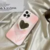 Cute Heart Shape Makeup Folding Portable Cell Phone Holders Mirror Multi Angle Adjustable Desktop Mobile Mounts Stand