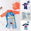 2021 Costume da bagno per neonato con cappuccio, completo da surf, squalo, nuoto, neonato, bambini, protezione solare, costume da bagno da spiaggia