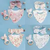 Hair Accessories KLV 3Pcs Baby Ears Teether Cotton Bibs Headband Infant Saliva Towel Care Set Nursing Gifts