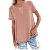 Frauen T-shirt Mode Solide V-ausschnitt Taste Slim T-shirts Sommer Kurzarm Brust Taschen Tops Casual Schwarz Blau 210526