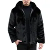 Men's Fur & Faux Autumn Winter Mens Mink Hooded Coat Short Black Plush Fluffy Male Plus Size Jackets Warm Overcoat Men