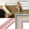 3D Self-adhesive Strip Wall Decoration Foam Frame Strip with Adhesive Waist Line Wallpaper Waterproof Baseboard Wall Sticker