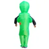 Dorosłych dzieci Unisex Nadmuchiwany Kostium Green Alien Funny Blow Up Suit Party Fancy Dress Unisex Costume Ball Event Costume Q0910