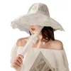 Wide Brim Hats Floppy Lace Hat White Black Party Wedding Packable Beach Summer Big Sun Elob22