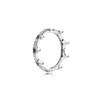 Pandora 925シルバーメッキの愛ジュエリーラウンドダイヤモンドオーバルデイジーホイールオブフォーチュンDIYシンプルカップルリングオリジナルピクチャー