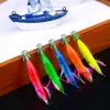 Hohe Qualität 5 Farben 10 cm 8,1 g Tintenfisch-Jigs Salzwasser-Angelköder 5 Stück Garnelengarnelen Leuchtend für Tintenfisch-Krake-Angelköder-Kit DHL-Transport