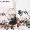 T-tröjor Streetwear hip hop män lotus leaf kran skriva ut japanska kortärmad tees bomull casual hajuku tshirts toppar 210602